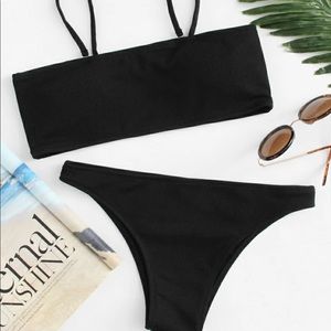 black ribbed strapless bikini *SOLD*